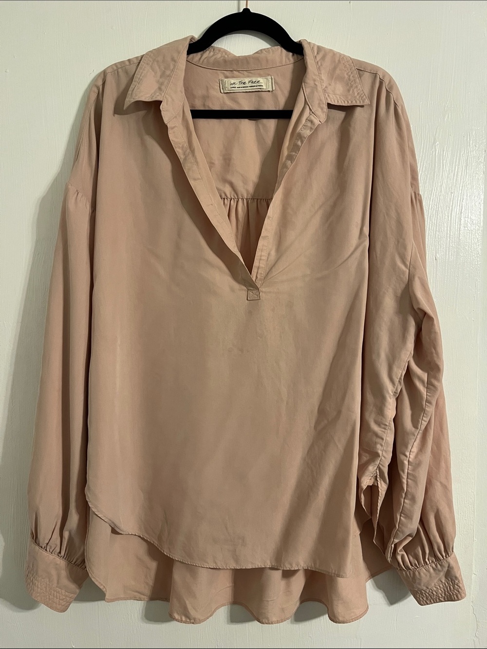 We The Free Blush Pink V-Neck Long Sleeve Tunic